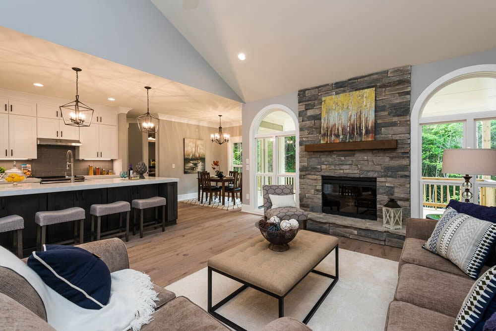 Lake Norman Great Room Staging portfolio home stagine company cornelius lake norman charlotte nc